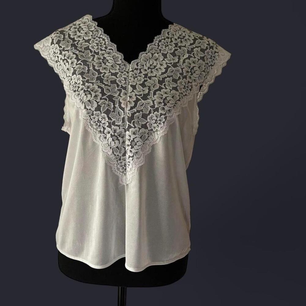 Vintage Y2K white lace cami womens m dainty slip coquette angel romantic sheer‎